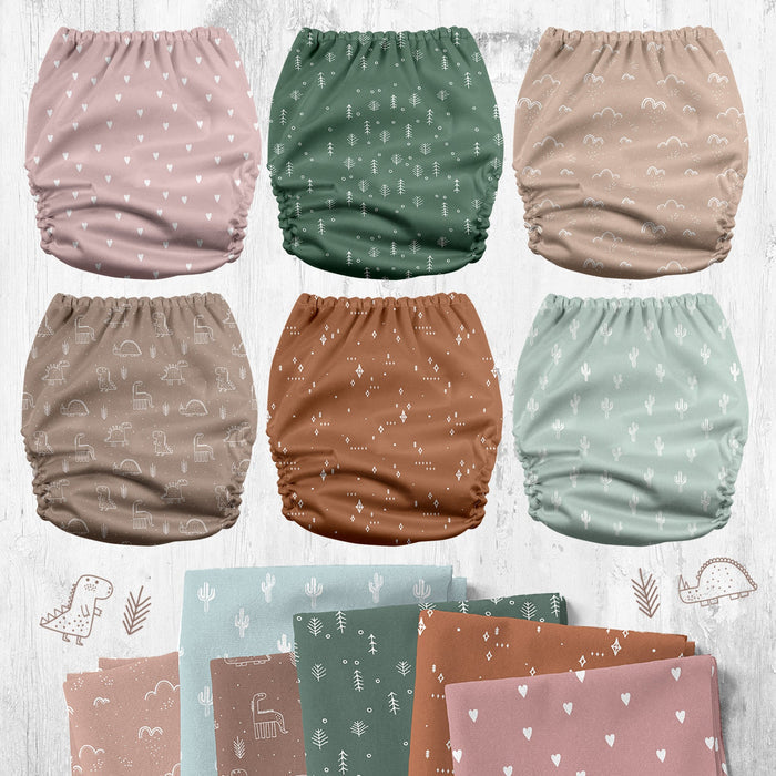 POCKET DIAPER 3.0 WITH INSERTS - 6 PACK(A-My Warm Heart)