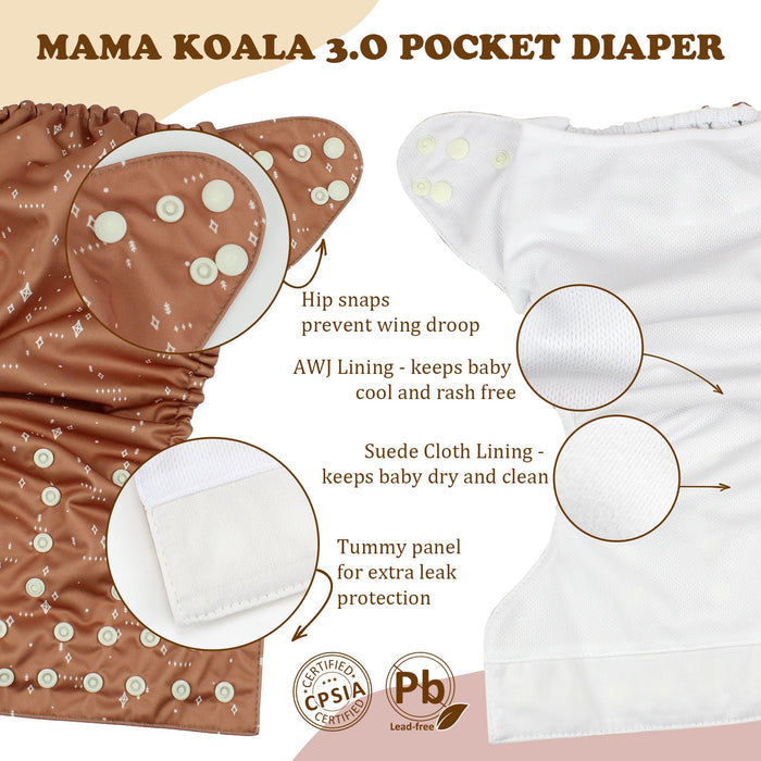 POCKET DIAPER 3.0 WITH INSERTS - 6 PACK(A-My Warm Heart)