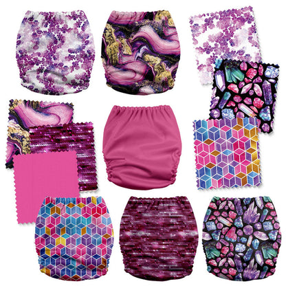 POCKET DIAPER 3.0 WITH INSERTS - 6 PACK(A-Purple One)