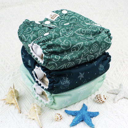POCKET DIAPER 3.0 WITH INSERTS - 6 PACK(A-Seashore)
