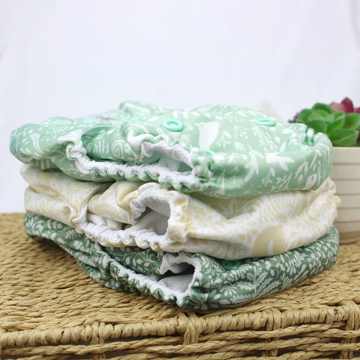 POCKET DIAPER 3.0 WITH INSERTS - 6 PACK(A-Spring Sprouts)