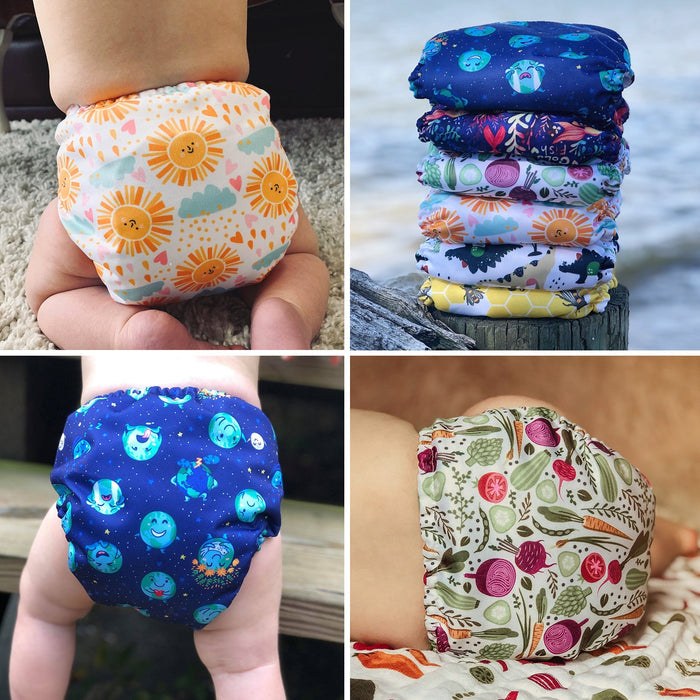 POCKET DIAPER 3.0 WITH INSERTS - 6 PACK(Animals and Earth)