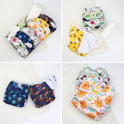 POCKET DIAPER 3.0 WITH INSERTS - 6 PACK(Animals and Earth)