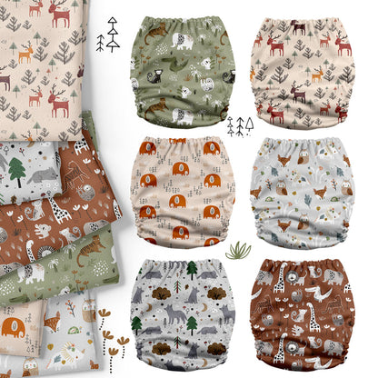 POCKET DIAPER 3.0 WITH INSERTS - 6 PACK(Animals in The Forest)