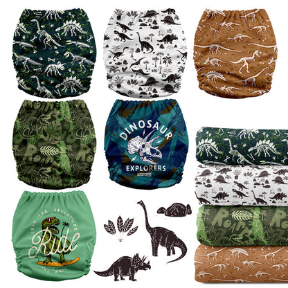 POCKET DIAPER 3.0 WITH INSERTS - 6 PACK(Cool Dinosaurs)