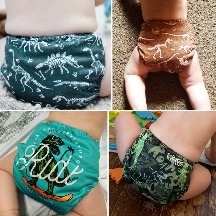 POCKET DIAPER 3.0 WITH INSERTS - 6 PACK(Cool Dinosaurs)