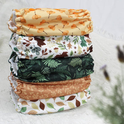 POCKET DIAPER 3.0 WITH INSERTS - 6 PACK(Falling Leaves)
