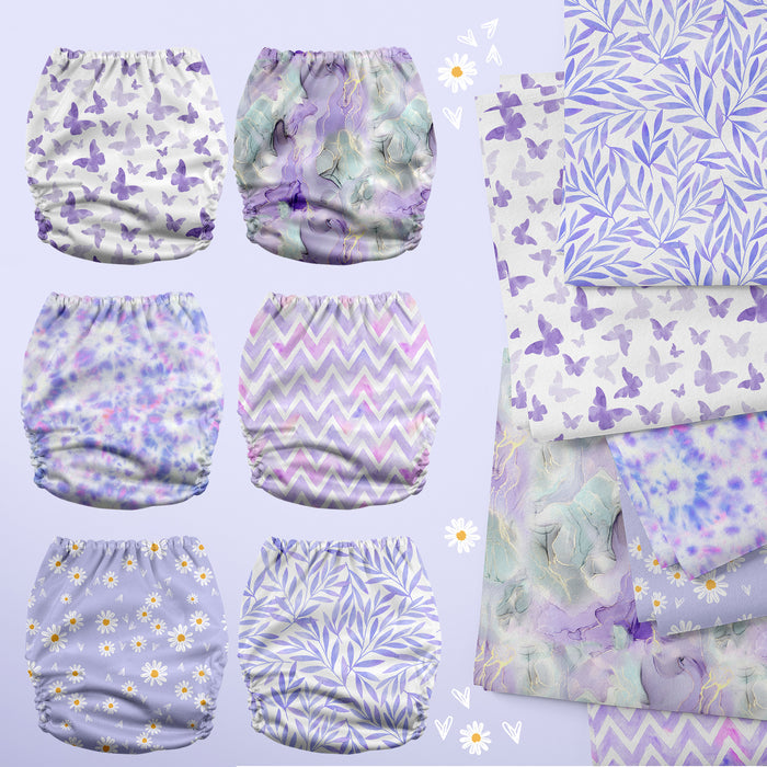 POCKET DIAPER 3.0 WITH INSERTS - 6 PACK(Light Lavender)