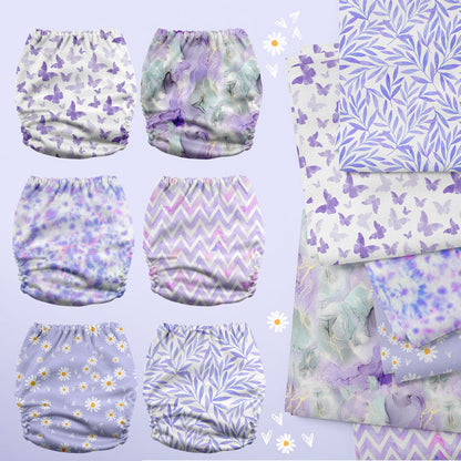 POCKET DIAPER 3.0 WITH INSERTS - 6 PACK(Light Lavender)