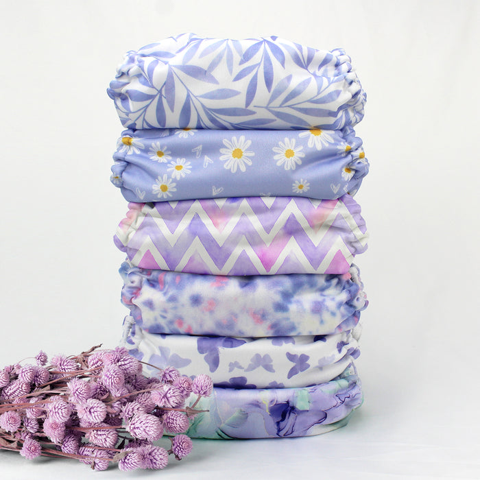 POCKET DIAPER 3.0 WITH INSERTS - 6 PACK(Light Lavender)