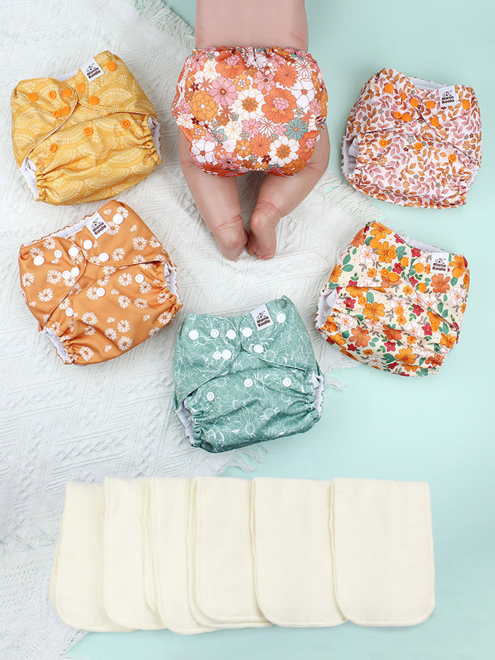 POCKET DIAPER 3.0 WITH INSERTS - 6 PACK(Little Daisies)