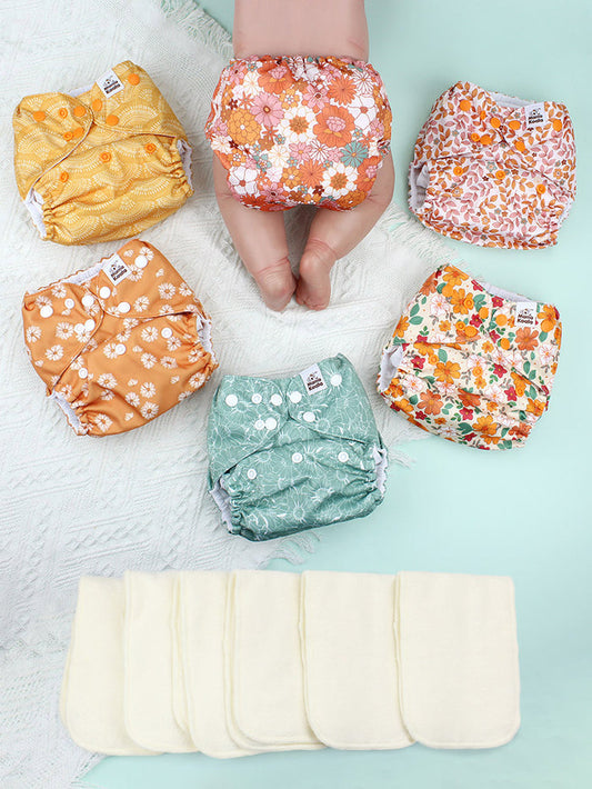 POCKET DIAPER 3.0 WITH INSERTS - 6 PACK(Little Daisies)