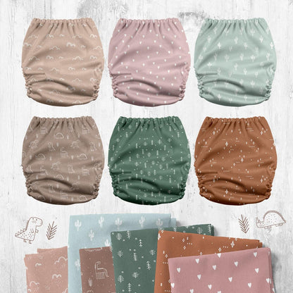 POCKET DIAPER 3.0 WITH INSERTS - 6 PACK(Simply Neutral-Suede Cloth Lining)