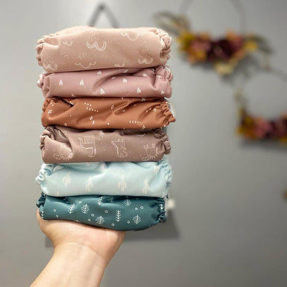 POCKET DIAPER 3.0 WITH INSERTS - 6 PACK(Simply Neutral-Suede Cloth Lining)