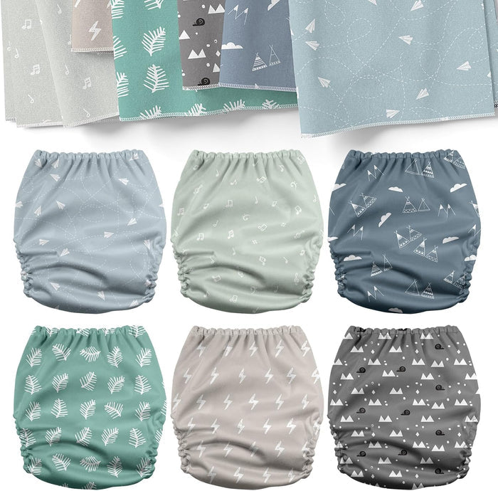 POCKET DIAPER 3.0 WITH INSERTS - 6 PACK(The Gray Sky)