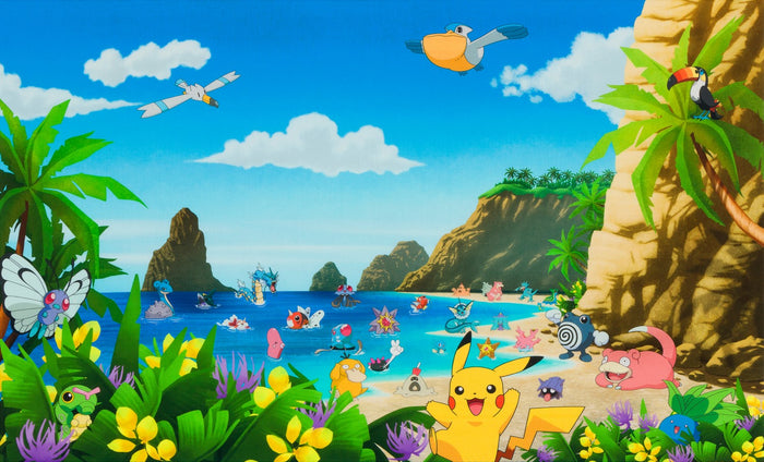 Pokemon Beach Fabric Panel 27in, Robert Kaufman