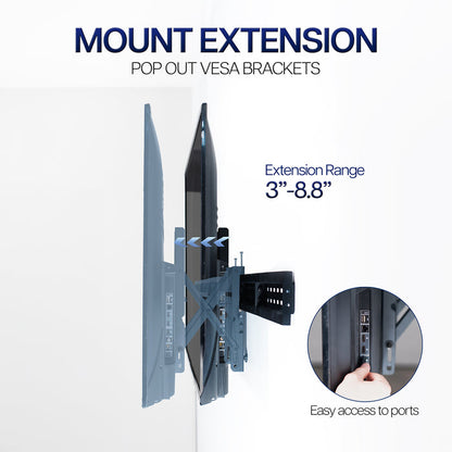 Mount extension with pop-out VESA brackets on a white background