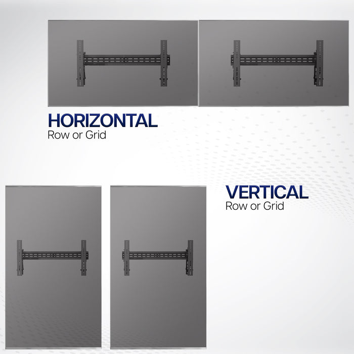 TV Mount Brackets displaying the 'Horizontal' and 'Vertical' arrangements  on a gray background.