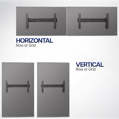 TV Mount Brackets displaying the 'Horizontal' and 'Vertical' arrangements  on a gray background.