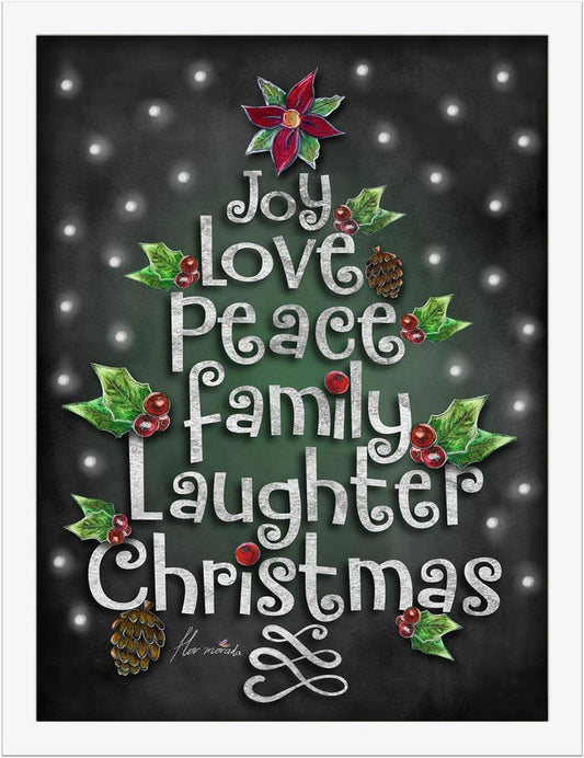 Poster Hub Chalk Drawing Christmas Joy Love Peace Chalk Motivational Art Decor