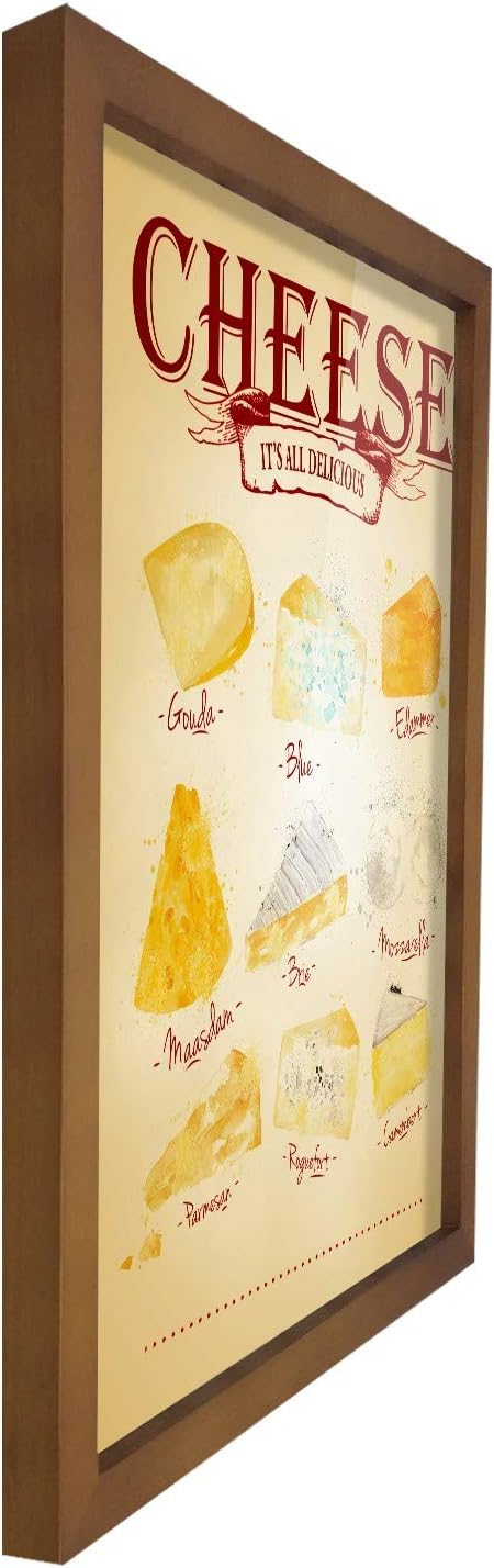 Poster Hub Cheese Menu - Brown Kitchen Art Decor