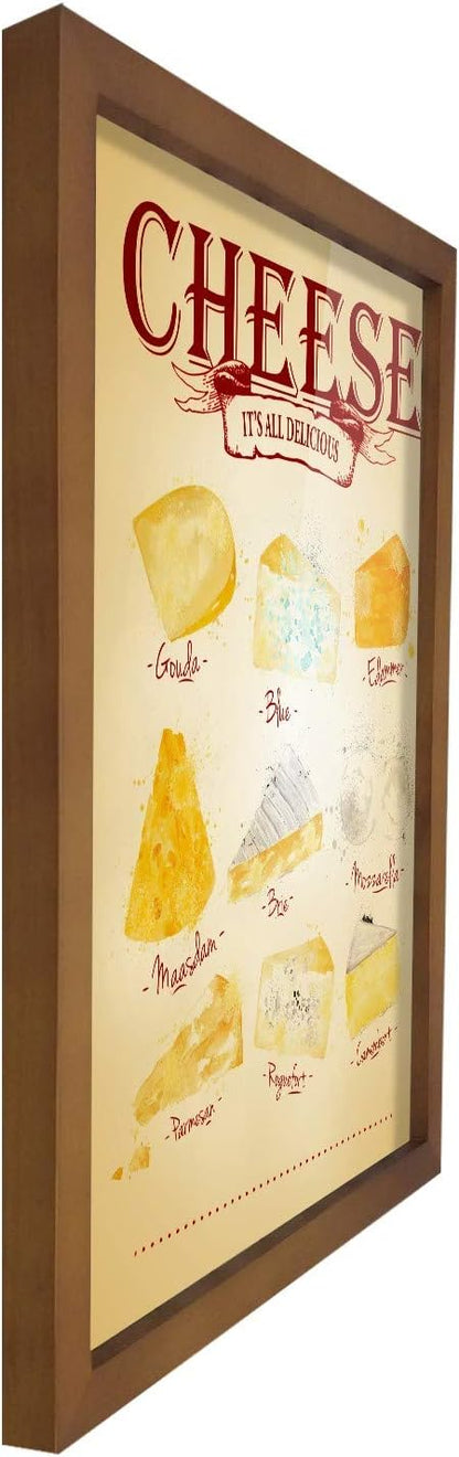 Poster Hub Cheese Menu - Brown Kitchen Art Decor