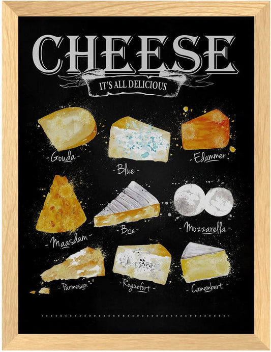 Poster Hub Cheese Menu Black Kitchen Art Decor