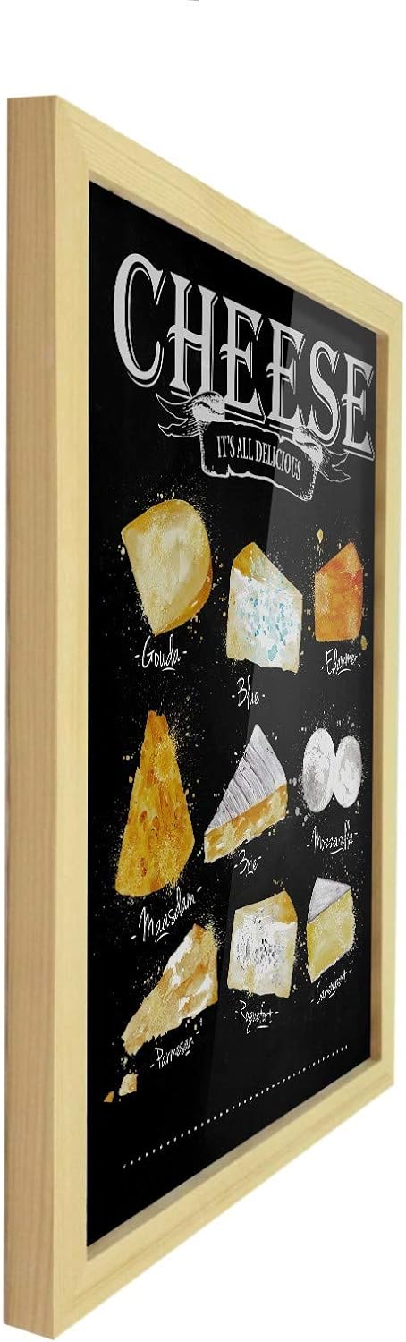 Poster Hub Cheese Menu Black Kitchen Art Decor