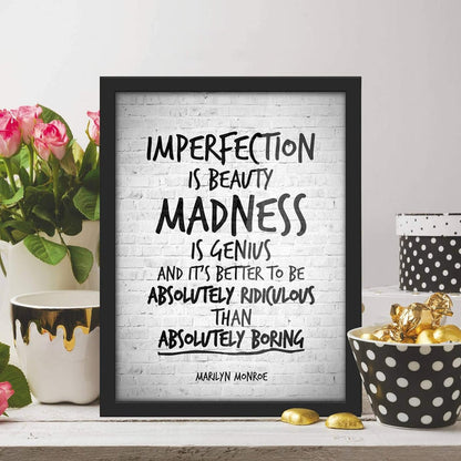 Poster Hub Imperfection Marilyn Monroe Famous Quotes Art Decor