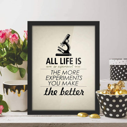 Poster Hub Life Is Like An Experiment Motivational Art Décor Black APLS1833040BK