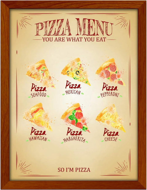 Poster Hub Pizza Menu Brown Kitchen Art Decor