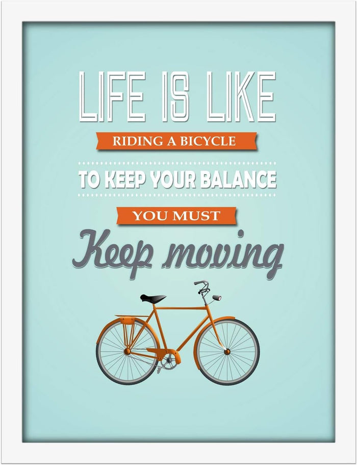 Poster Hub Riding A Bike Blue Motivational Art Decor