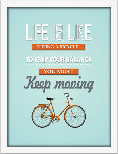 Poster Hub Riding A Bike Blue Motivational Art Decor