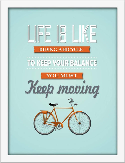 Poster Hub Riding A Bike Blue Motivational Art Decor