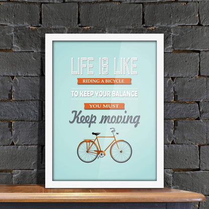 Poster Hub Riding A Bike Blue Motivational Art Decor