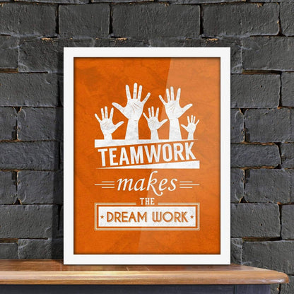 Poster Hub Teamwork Makes The Dream Work Motivational Art Decor
