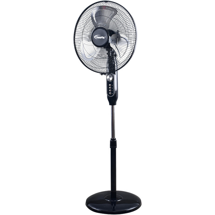 PowerPac 16" Stand Fan – Metal Blades, Powerful Airflow, Adjustable Tilt & Height, Oscillation, Timer, 3-Speed, black, PPFS616