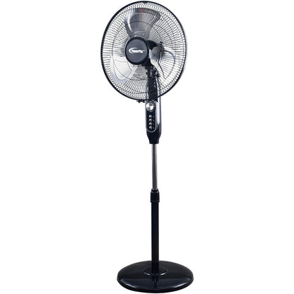 PowerPac 16" Stand Fan – Metal Blades, Powerful Airflow, Adjustable Tilt & Height, Oscillation, Timer, 3-Speed, black, PPFS616