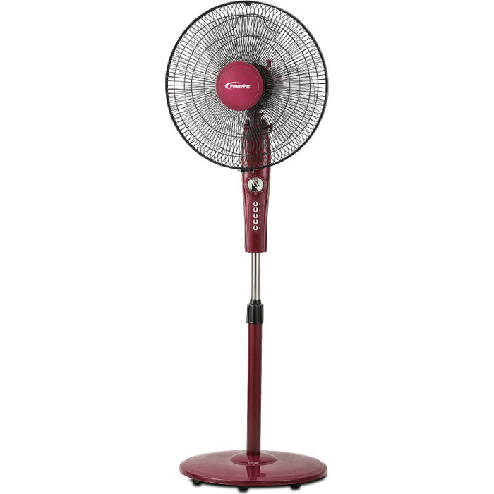 PowerPac 16" Stand Fan – Strong Airflow, Adjustable Tilt & Height, Oscillation, Timer, Durable, Energy-saving, 4-Speed, red, PPFS50