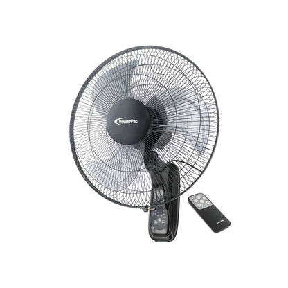 PowerPac 16" Wall Fan – Remote Control, Adjustable Tilt, Wide Oscillation, Safe & Easy Installation, Thermal Protection, 3-Speed, black, PPWF40R