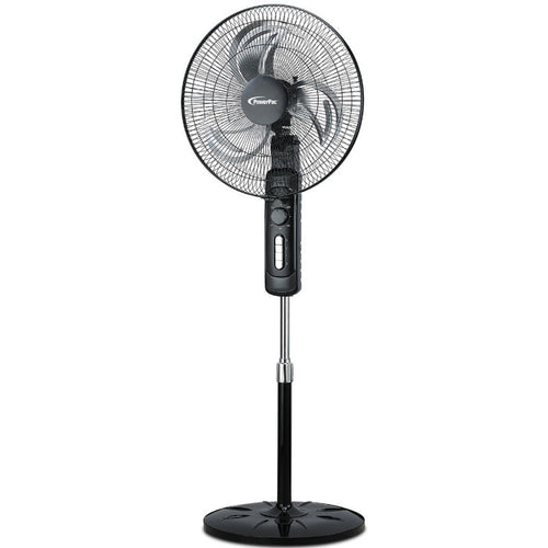 PowerPac 18" Stand Fan – Metal Blades, Powerful Airflow, Adjustable Tilt & Height, Oscillation, Timer, 3-Speed, black, PPFS818