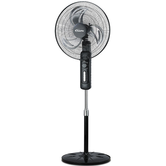 PowerPac 18" Stand Fan – Metal Blades, Powerful Airflow, Adjustable Tilt & Height, Oscillation, Timer, 3-Speed, black, PPFS818