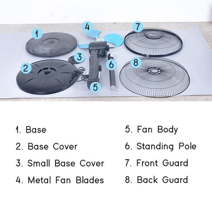 PowerPac 18" Stand Fan – Metal Blades, Powerful Airflow, Adjustable Tilt & Height, Oscillation, Timer, 3-Speed, black, PPFS818
