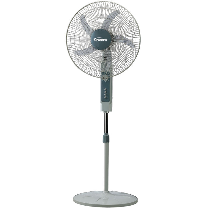 PowerPac 18" Stand Fan – Strong Airflow, Adjustable Tilt & Height, Oscillation, Timer, Durable, Energy-saving, 3-Speed, white, PPFS70