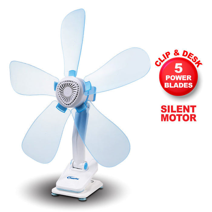 PowerPac 6" Clip/Table/Wall Fan – 5 Flexible Blades, Strong Airflow, Adjustable Tilt, PPC603A
