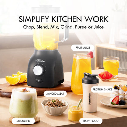 PowerPac High Power Blender, 3 IN 1 Multi-functional Blender with Dry Mill, Mincer Filter (PPBL200A)