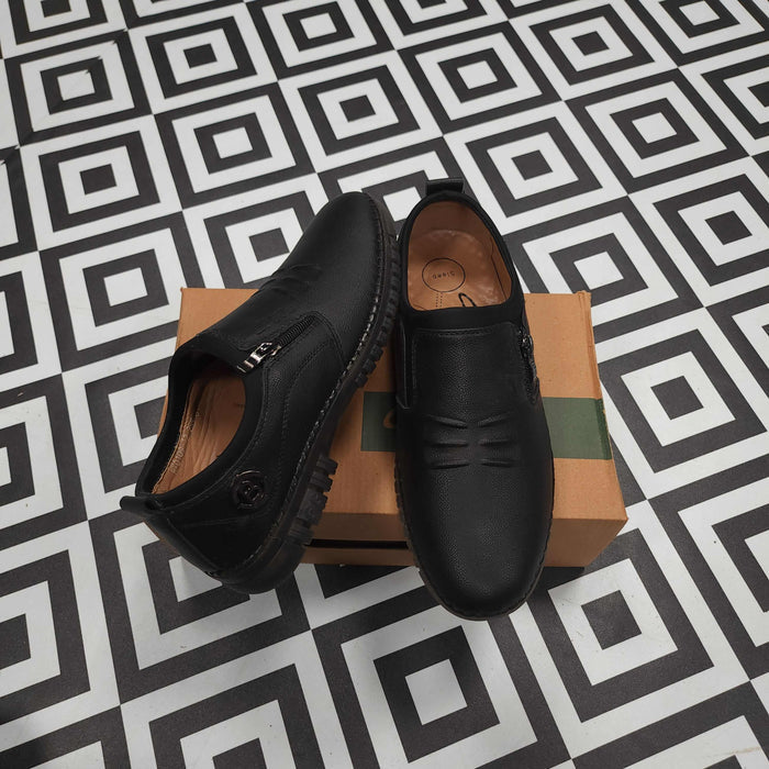 Premium Black Leather Casual Shoes - Maha fashions -  Men Footwear