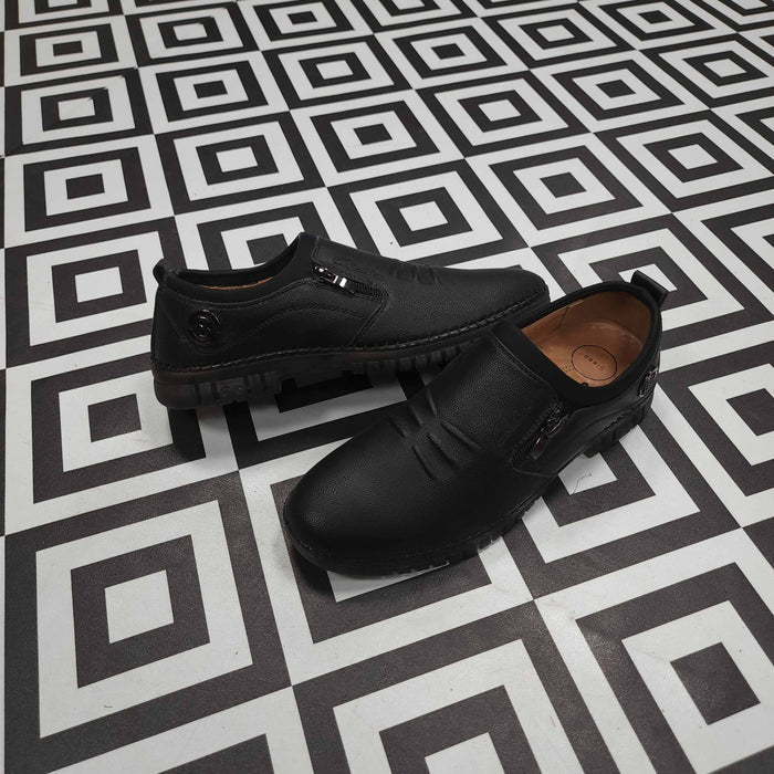 Premium Black Leather Casual Shoes - Maha fashions -  Men Footwear