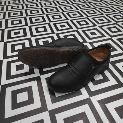 Premium Black Leather Casual Shoes - Maha fashions -  Men Footwear