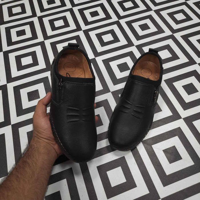 Premium Black Leather Casual Shoes - Maha fashions -  Men Footwear